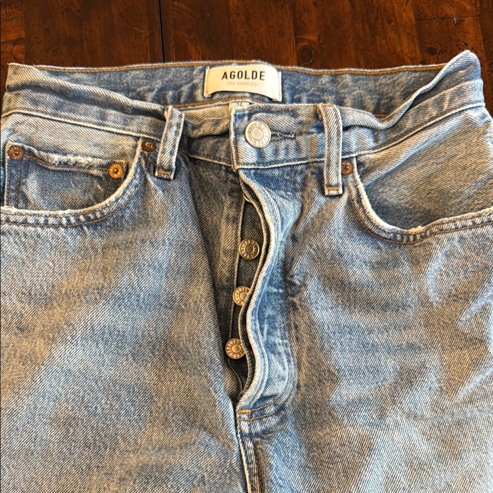 Agolde women’s high waisted Faded Blue Straight Jeans